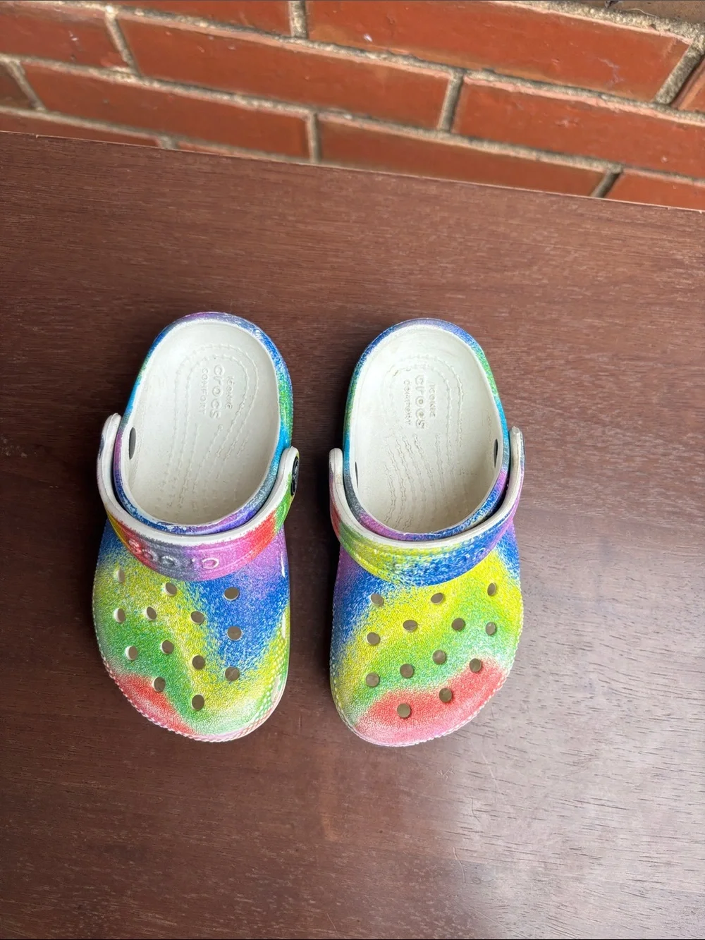CROCS Kids Tie-Dye Slip-On Clogs in Rainbow Colors